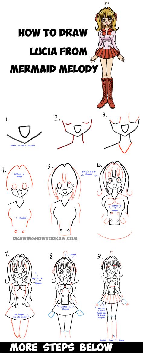 How to draw sebastian from the little mermaid. How to Draw Lucia Nanami from Mermaid Melody - Step by ...