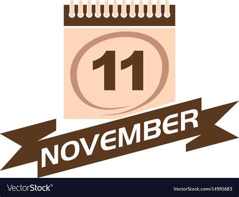 11 November Calendar With Ribbon Royalty Free Vector Image