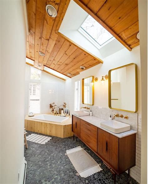 Your bathroom is also one of your house rooms that need to be decorated. A-Frame Master Bathroom | Cabin bathrooms, Cozy cabin ...