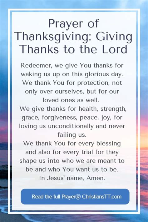 Prayer Giving Thanks To The Lord With A Grateful Heart