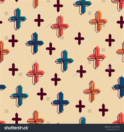 Christian Seamless Pattern Background Bright Crosses Stock Vector