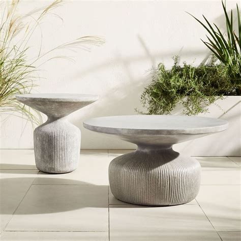 Tambor Concrete Outdoor Drum Coffee Table & Side Table Set in 2021