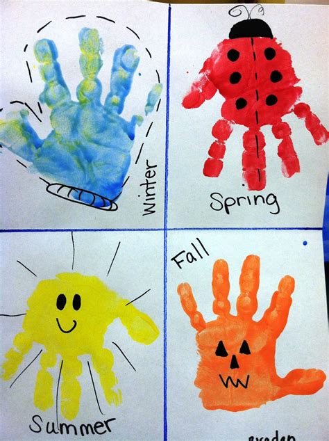 Super Easy Seasons Hand Print Craft Toddler Arts And Crafts Summer