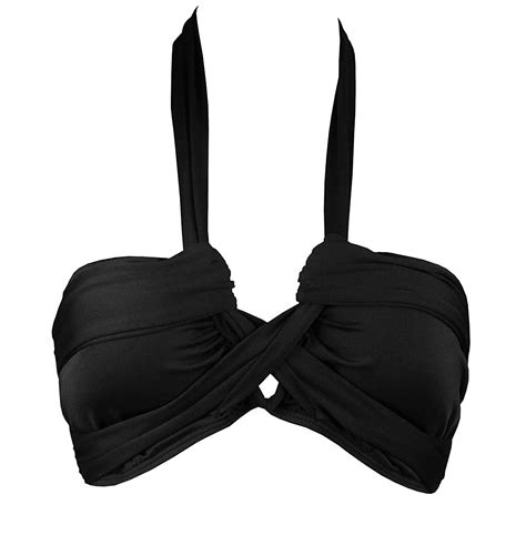 Womens Bandeau Notched Bikini Top Convertible Tie Back Swim Tankinis