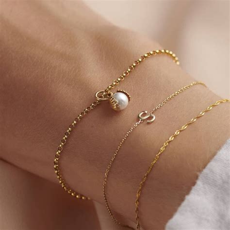 9ct Gold Pearl And Shell Charm Bracelet Etsy UK