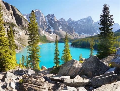 Moraine Lake Canadian Rockies National Park Stock Image Image Of