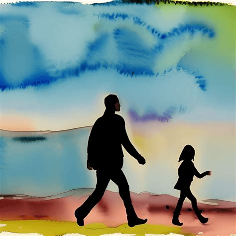 Father And Daughter Watercolor Illustration · Creative Fabrica