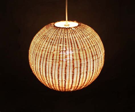Rattan Pendant Lights Ball Hanging Lamps Sphere Pendant Etsy Rattan