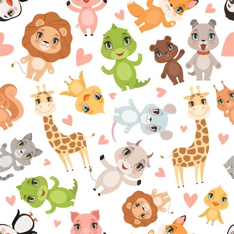 Motif De Bébé Animaux Tissu Imprimé Safari Sans Couture Animaux