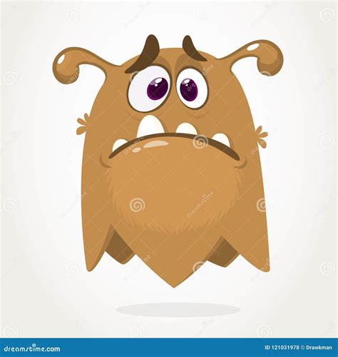 Cute Grumpy Cartoon Monster Vector Illustration Stock Vector