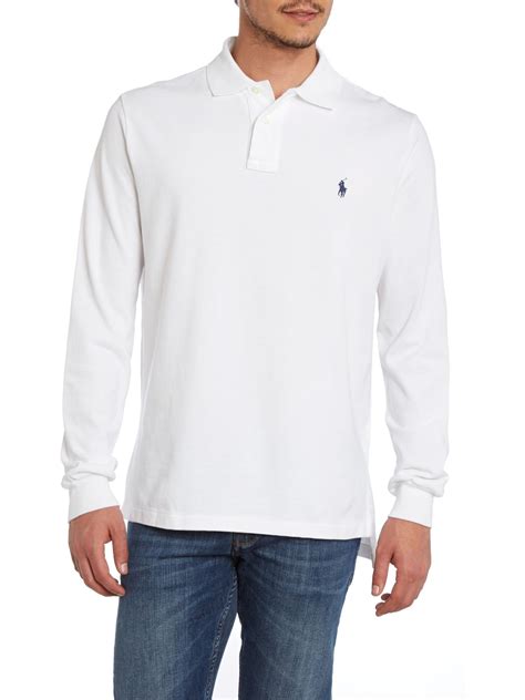 Polo Ralph Lauren Long Sleeve Polo Shirt In White For Men Lyst