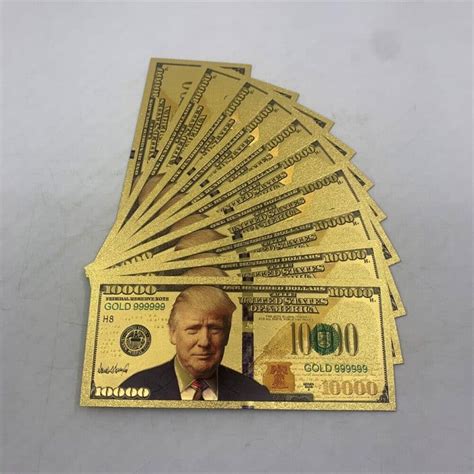 1 2 Price Sale 10000 Denomination Trump Authentic 24k Gold Commemorative Banknote W