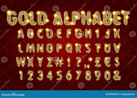 Golden Alphabet On A Dark Background Stock Vector Illustration Of