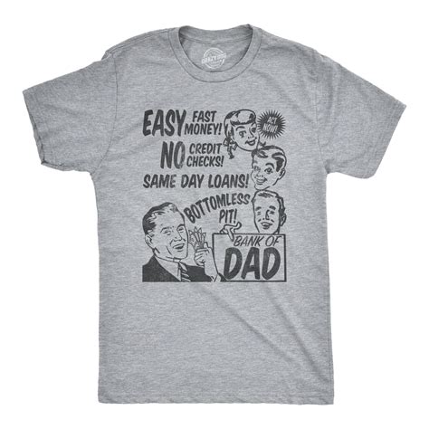 mens bank of dad t shirt funny fathers day tee with sayings heather grey xxl graphic tees