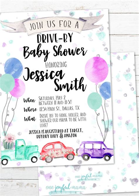 Download for free and make a personalized invitation with adorable layouts and designs. How to Host a Drive-By Baby Shower | One Hangry Mama