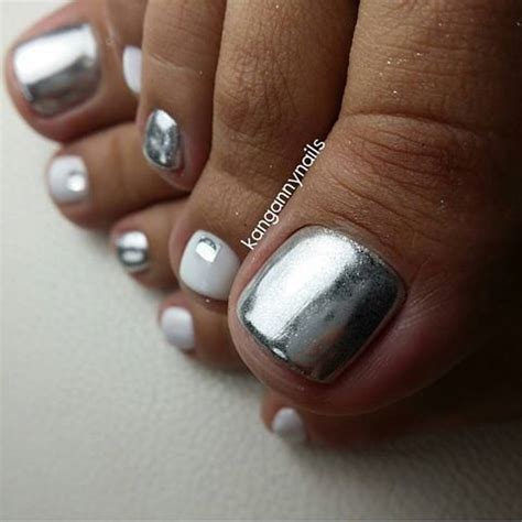 This may be especially concerning if there are other changes like fungus is normally found on our feet, toes and even in the shoes we wear. Metalic Silver-White Toe NailArt | Toe nails, Pedicure ...
