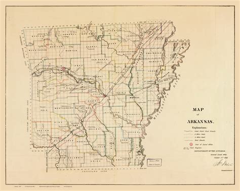 Arkansas 1866 Glo Old State Map Reprint Old Maps