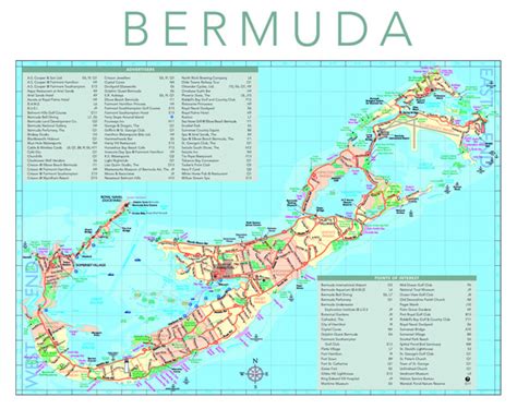 Detailed Tourist Map Of Bermuda Bermuda Detailed Tourist Map Vidiani