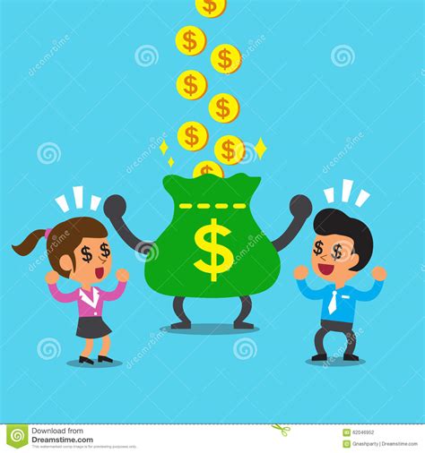 Cartoon Businessman And Businesswoman Earning Money Stock Vector