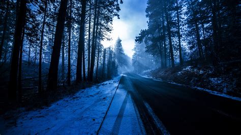 Winter On A Forest Road K Wallpaper