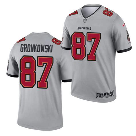 Mens Tampa Bay Buccaneers 87 Rob Gronkowski 2021 Gray Inverted Legend