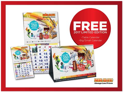 I went to the new outlet of mr. MR DIY Free Limited Edition 2017 Calendars (Minimum Spend ...