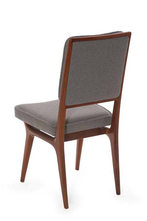Upholstered, modern & contemporary kitchen & dining room chairs : Six Sculpted Walnut and Upholstered Dining Chairs - Red ...