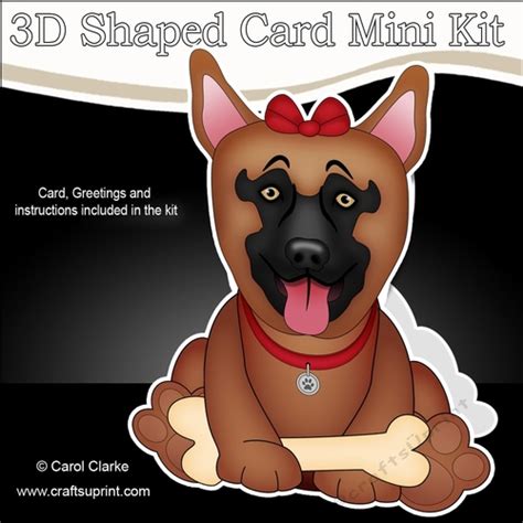 3d Shaped Card Kit Little German Shepherd Dog Dazy Cup952792359