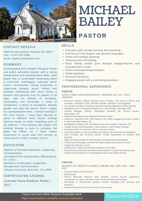 Pastor Resume Samples And Templates Pdfdoc 2023 Pastor Resumes Bot
