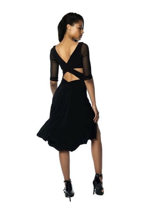 Black Tango Dress Tulle Sleeves Milonga Dress Etsy Tango Dress Tango Outfit Argentine