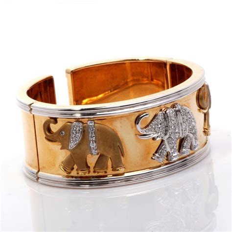 Check spelling or type a new query. Heavy Elephant Diamond Gold Wide Bangle Cuff Bracelet at 1stdibs