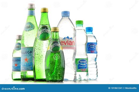 Bottles Of Assorted Global Mineral Water Brands Editorial Photo Image