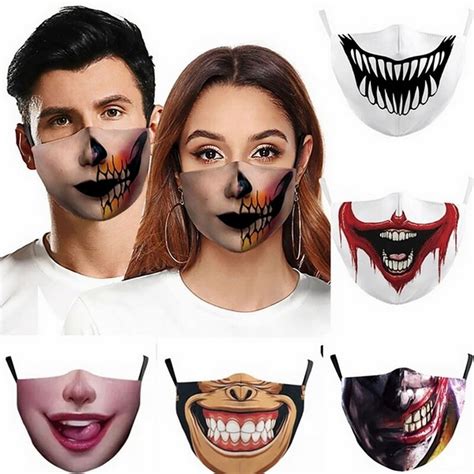 Halloween Mouth Face Mask 2 Filters Skull And Etsy