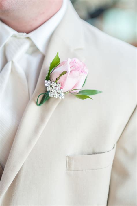 Pink Rose Boutonniere With Silver Brooch
