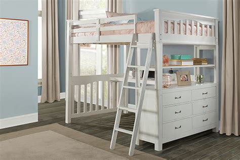 It comes with two ladders, one front and one side, along with upper guardrails for added safety. NE Kids Highlands Full Loft Bed with Desk - White ...