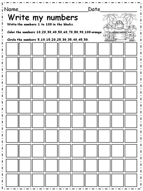 Numbers 1 100 Printable Worksheets