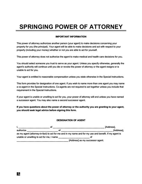 Free Power Of Attorney Poa Forms Pdf And Word Legaltemplates