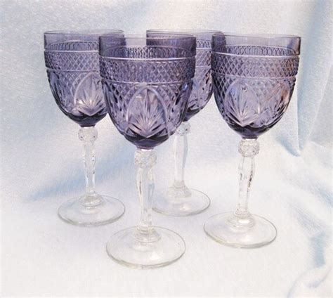 Vintage Crystal Wine Glasses Purple By Wrappedroundmyfinger