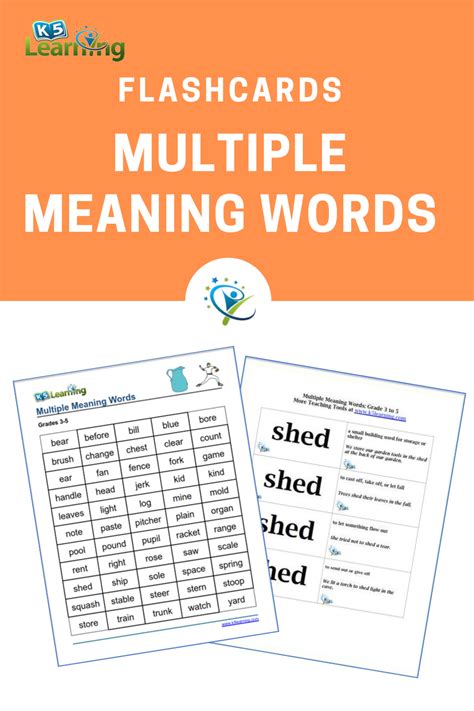 Multiple Meaning Words Flashcards For Grade 3 To 5 Students K5 Learning