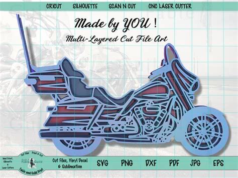 3d Layered Cut Files For Cricut Scan N Cut Motorcycle Biker Davidson