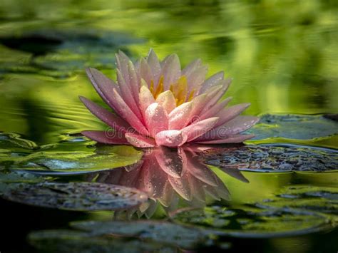 Early Morning Of Pink Water Lily Perry S Orange Sunset Stock Photo