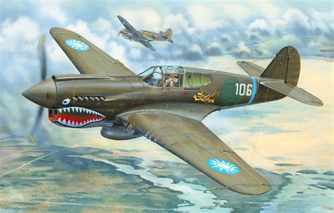 Wallpaper Fighter P 40 Warhawk Combat Aircraft Flying Tigers P 40e