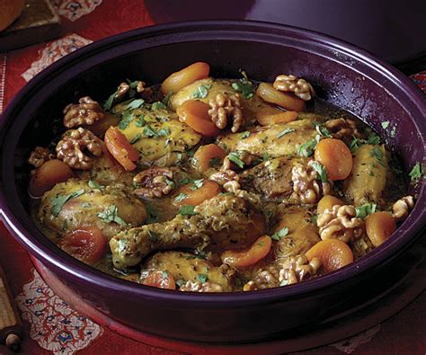 Everybody understands the stuggle of getting dinner on the table after a long day. Sweet Chicken Tagine with Apricots and Caramelized Walnuts ...