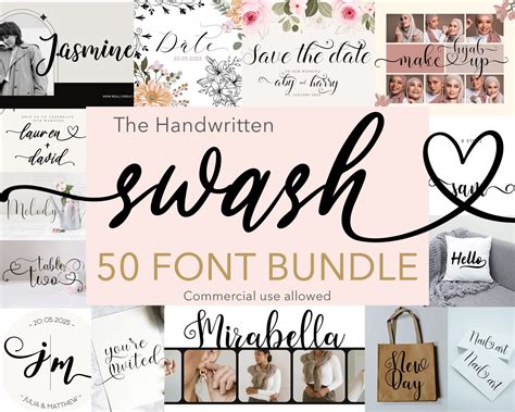 50 Handwritten Swash Font Bundle Calligraphy Font Handwritten Font
