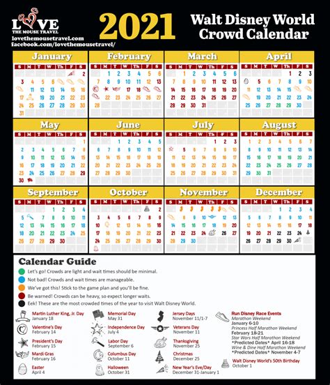 2021 Disney World Crowd Calendar Disney World Crowd Calendar Disney