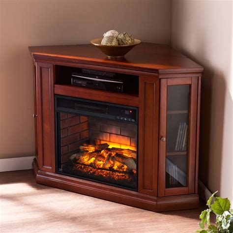 Corner & media tv stand electric fireplaces high gas prices have created a surge of electric fireplace mantel sales. Southern Enterprises Claremont Corner Fireplace TV Stand ...