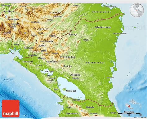 Nicaragua is a country in central america, bordering both the caribbean sea and the north pacific ocean, between costa rica and honduras. Nicaragua Geographischen Karte
