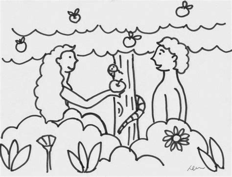 Dibujo De Adan Y Eva Para Colorear Dibujos Cristianos Para Colorear