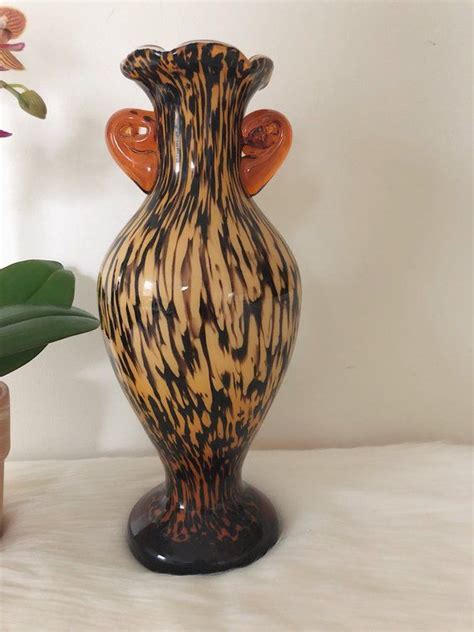 vintage art glass amber brown chic amphora art glass vase etsy vintage art glass art