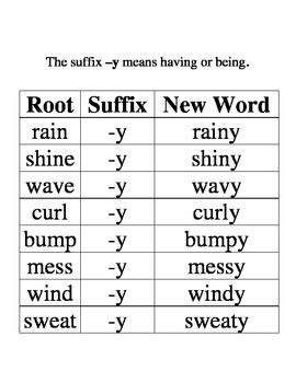Suffix -y by Calesse | Teachers Pay Teachers